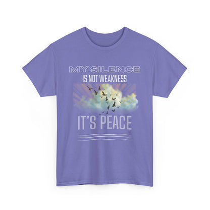 Male Heavy Cotton Tee - "My Silence is Not Weakness, It's Peace" - Inspirational Gift for Mindfulness, Self-Care, and Peace Lovers, [...]