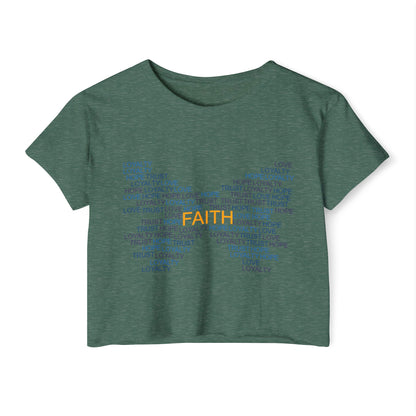 Women's Festival Crop Top with Faith Design, Boho Style Tee, Summer Festival Top, Inspirational Apparel, Gift for Her