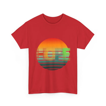 "HOPE" Sunset Vibes Unisex Cotton Tee, Summer T-Shirt, Gift for Him/Her, Casual Wear, Beach Day Outfit, Eco-Friendly Fashion