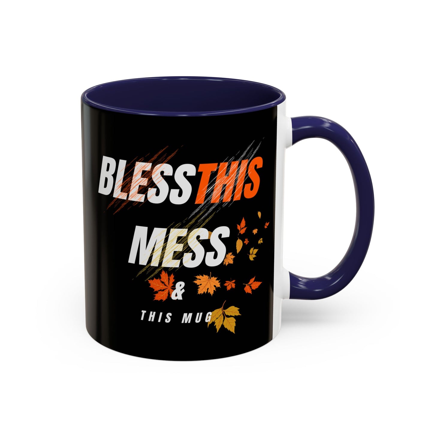 Bless This Mess Coffee Mug, Autumn Mug, Funny Mug Gift, Black Ceramic Mug, Fall Coffee Cup