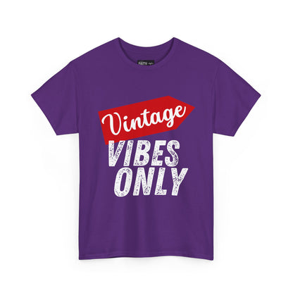 Vintage Vibes Only Unisex Heavy Cotton Tee, Retro T-Shirt, Trendy Gift for Him/Her, Casual Wear, Music Festival Outfit