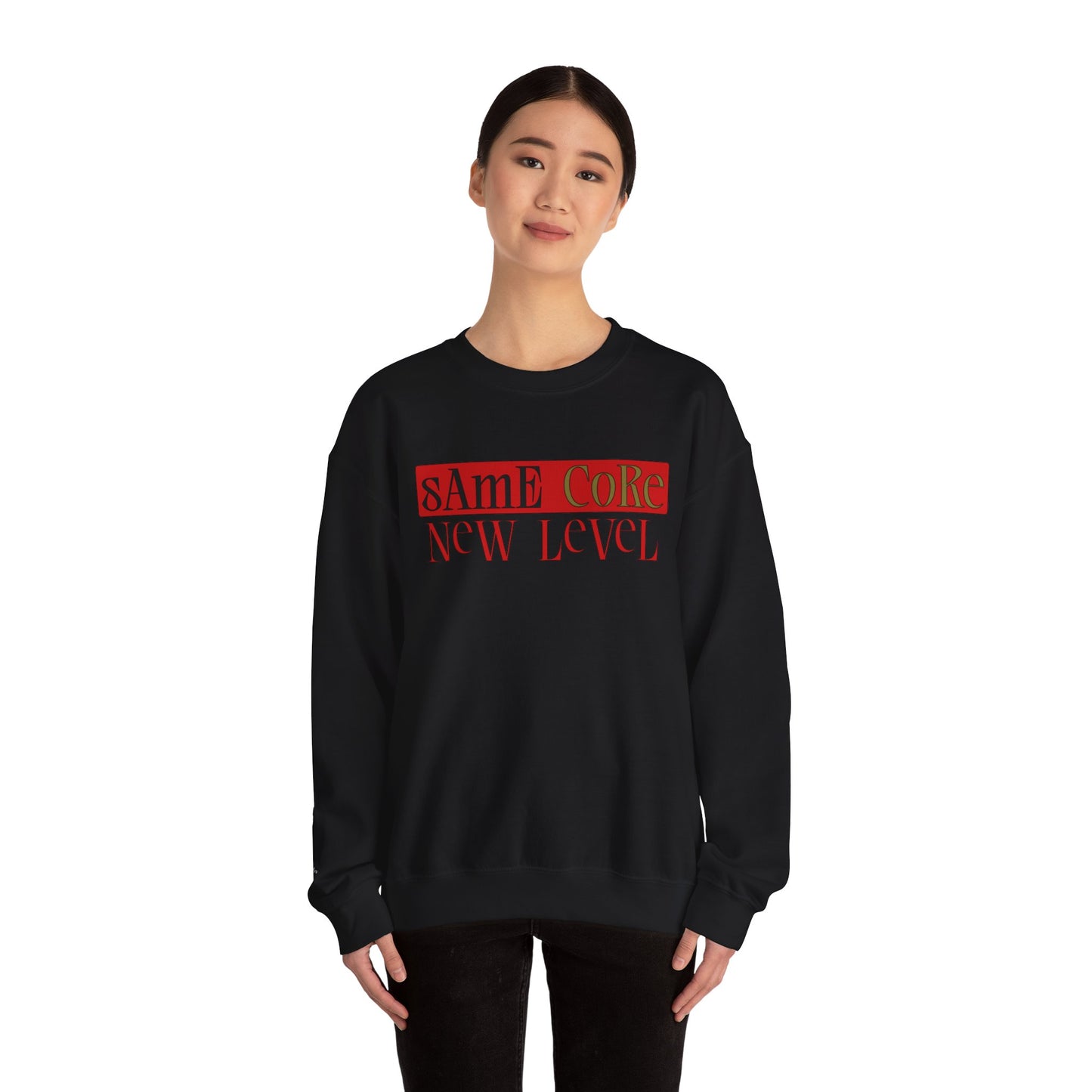 Crewneck Sweatshirt — "Same Core New Level" Graphic Pullover