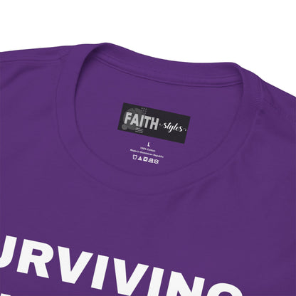 Surviving on Coffee Tee - Unisex Heavy Cotton Shirt, Funny Gift for Coffee Lovers, Perfect for Everyday Wear, Birthday & Holidays