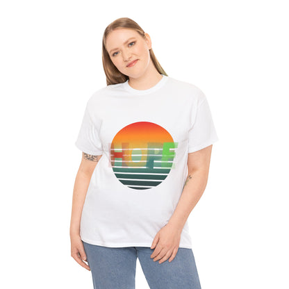 "HOPE" Sunset Vibes Unisex Cotton Tee, Summer T-Shirt, Gift for Him/Her, Casual Wear, Beach Day Outfit, Eco-Friendly Fashion
