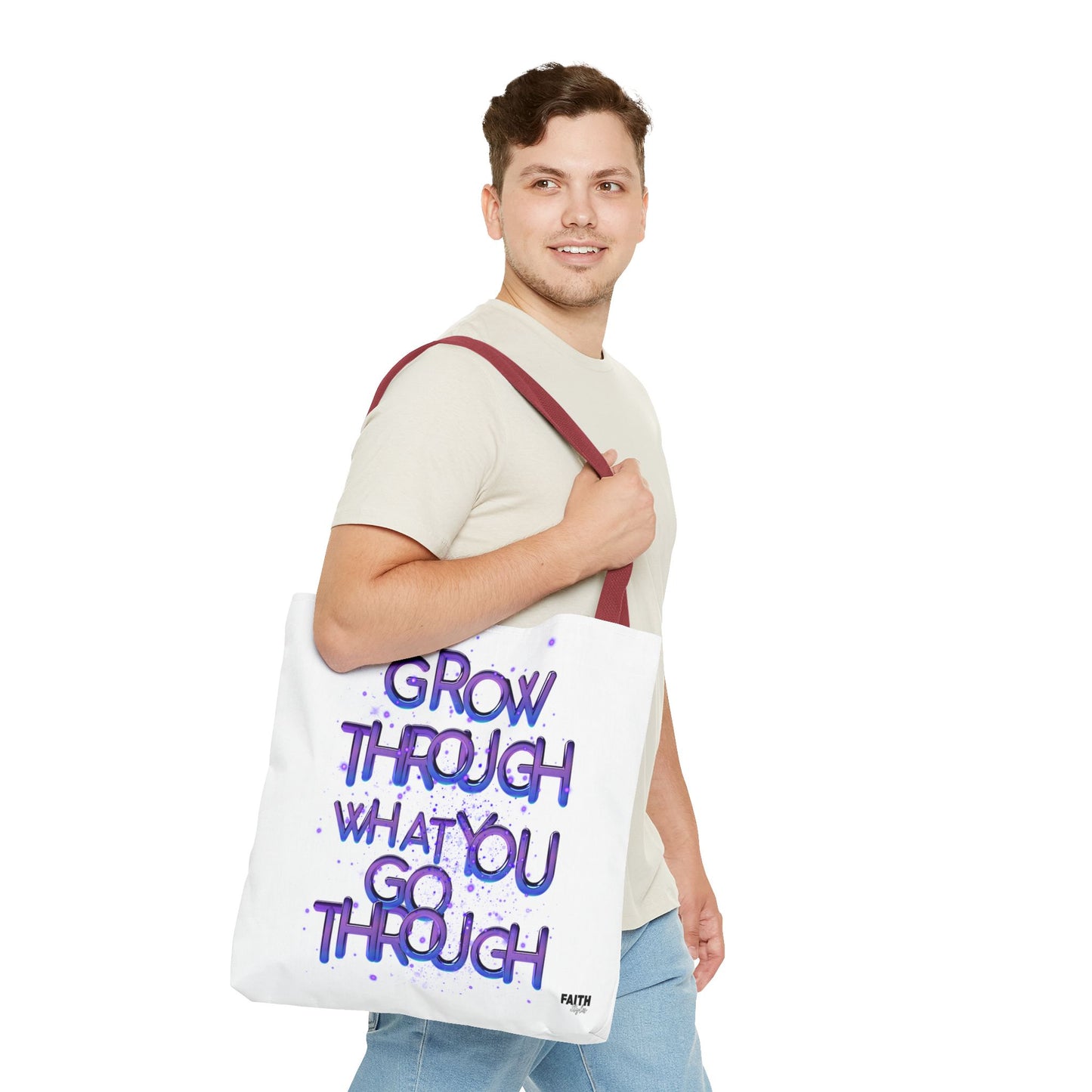 FaithStyles Tote — "Grow Through What You Go Through" Inspirational Quote Bag