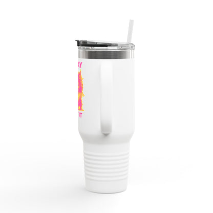 Colorful Insulated Travel Mug with Fun Design, 40oz Coffee Tumbler, Cat Lover Gift, Funny Travel Mug, Perfect for Daily Commute, Birthday