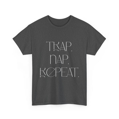 Unisex Heavy Cotton Tee - 'Trap. Nap. Repeat.' Motivational Shirt for Relaxation and Leisure