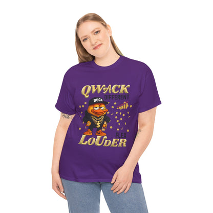 Qwack Different Unisex Heavy Cotton Tee, Fun T-Shirt, Gift for Duck Lovers, Casual Wear, Streetwear Style, Summer Vibes