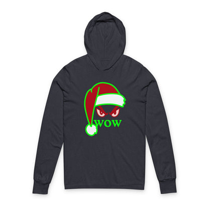 Mean Santa 'Wow' Hooded Long Sleeve Tee