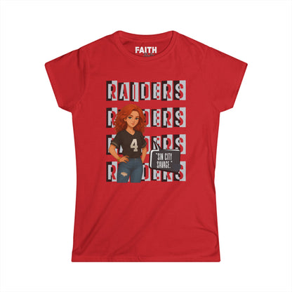 Raiders-Inspired Women’s Softstyle Tee, Casual Sports Shirt, Football Fan Apparel, Gameday Outfit, Gift for Her