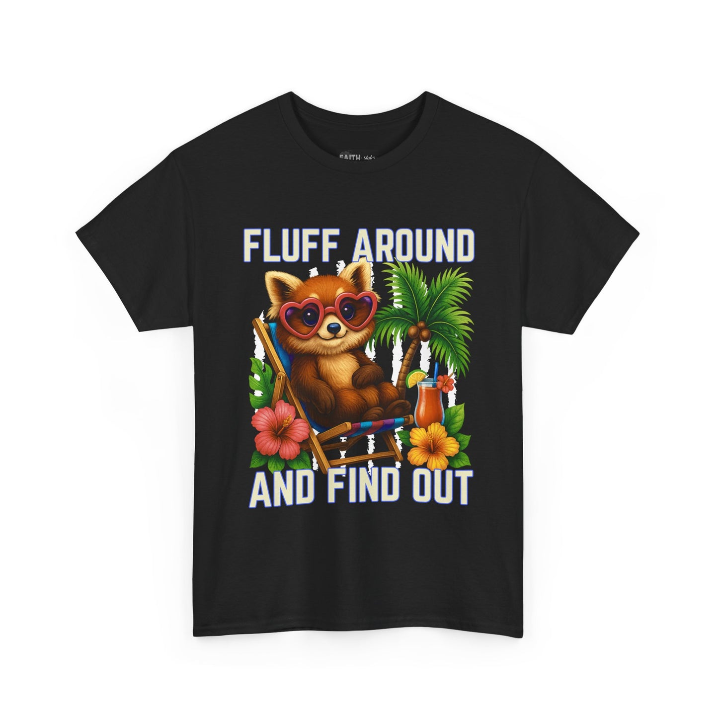 Tropical Cat Tee: Fluff Around and Find Out, Cute Graphic Shirt, Summer Outfit, Unisex Casual Wear, Gift for Animal Lovers