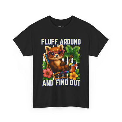 Tropical Cat Tee: Fluff Around and Find Out, Cute Graphic Shirt, Summer Outfit, Unisex Casual Wear, Gift for Animal Lovers