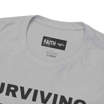 Surviving on Coffee Tee - Unisex Heavy Cotton Shirt, Funny Gift for Coffee Lovers, Perfect for Everyday Wear, Birthday & Holidays