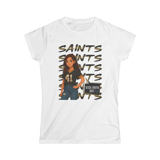 Stylish Women's Saints Tee, Casualwear, Game Day Shirt, Sports Fan Shirt, Cute Graphic Tee, Gift for Her