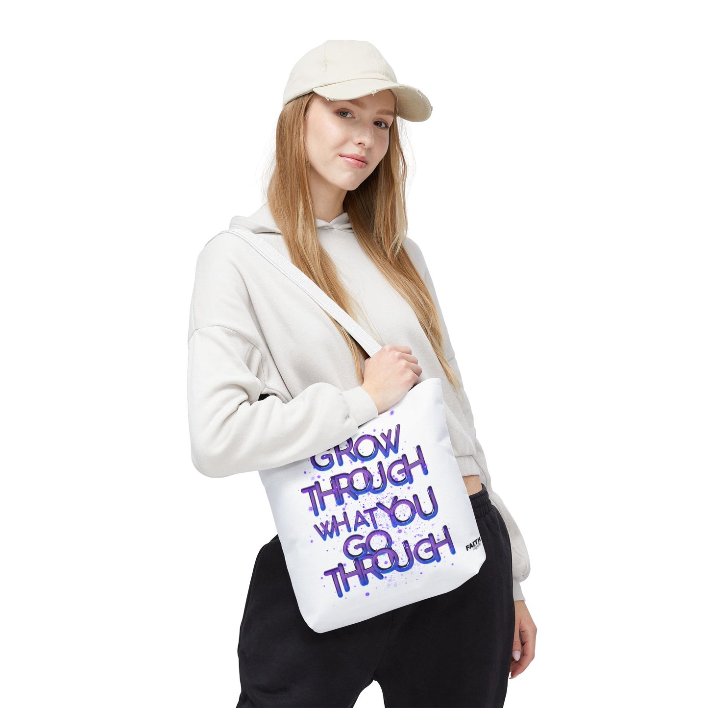FaithStyles Tote — "Grow Through What You Go Through" Inspirational Quote Bag