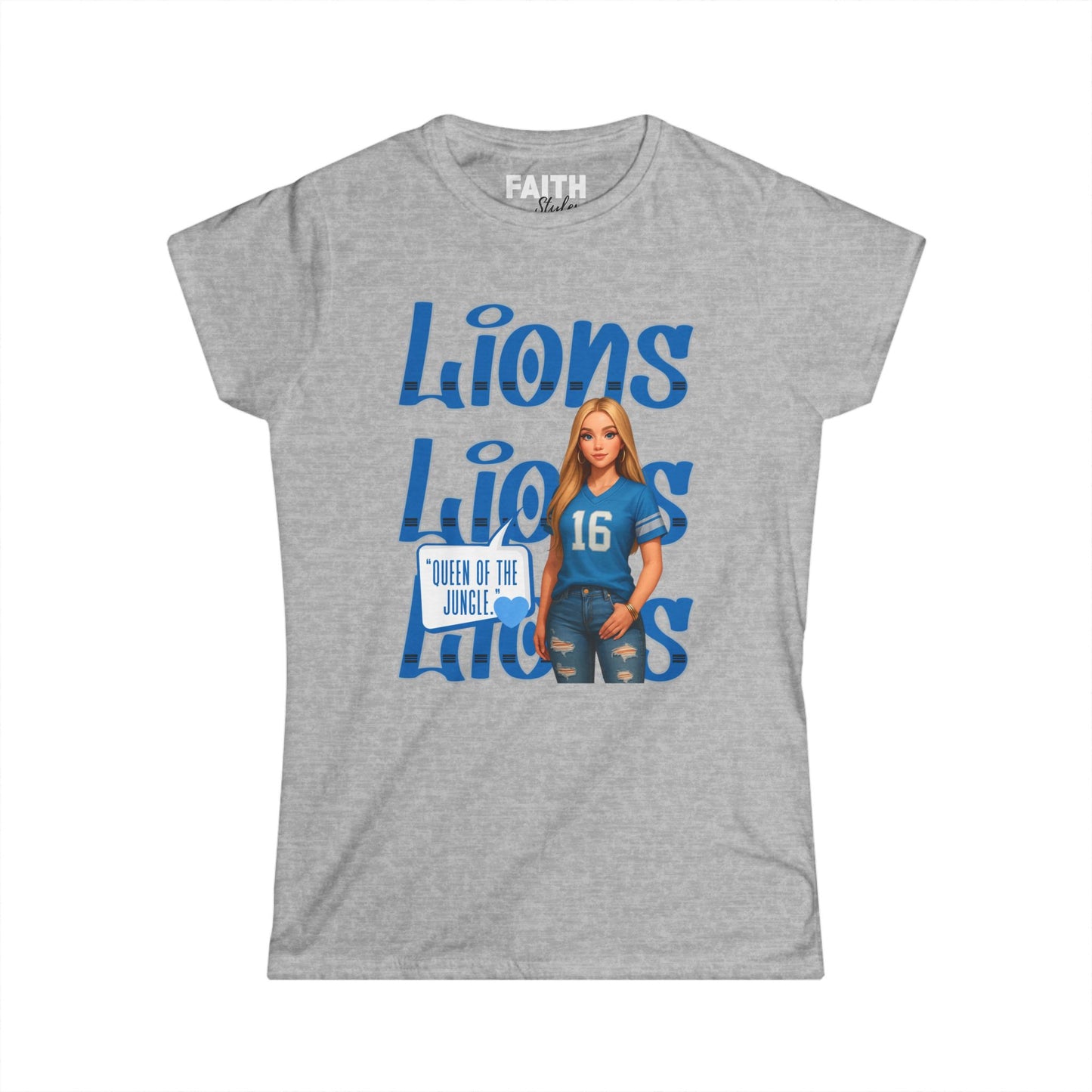 Lions Queen Women's Tee, Casual Fan Shirt, Women's Graphic Top, Gift for Sports Lovers, Birthday Present