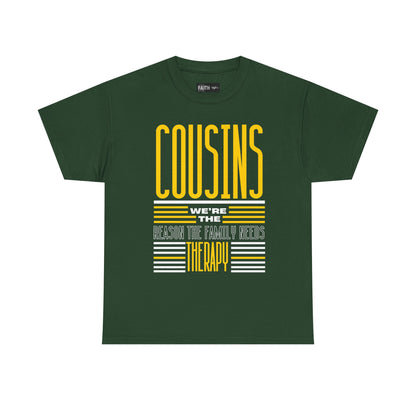 Cousins Therapy Tees, Family Reunion Shirt, Casual Wear, Gift for Cousins, Fun Family Quote Tee