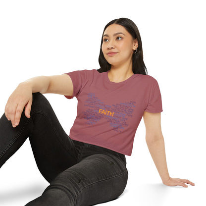 Women's Festival Crop Top with Faith Design, Boho Style Tee, Summer Festival Top, Inspirational Apparel, Gift for Her