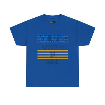Cousins Partner in Crime Tee | Unisex Heavy Cotton T-Shirt for Family Gatherings, Cousin's Day, Gift for Cousins, Comfortable Casual Wear