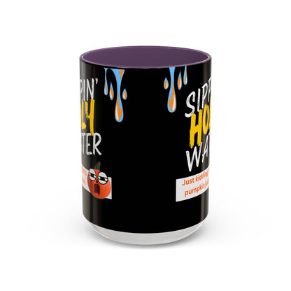 Sippin' Holy Water Coffee Mug, Funny Pumpkin Juice Mug, Halloween Coffee Cup, Unique Gift for Fall, Cute Office Mug, Quirky Kitchenware