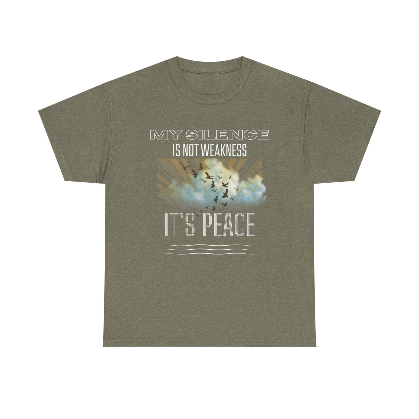Male Heavy Cotton Tee - "My Silence is Not Weakness, It's Peace" - Inspirational Gift for Mindfulness, Self-Care, and Peace Lovers, [...]