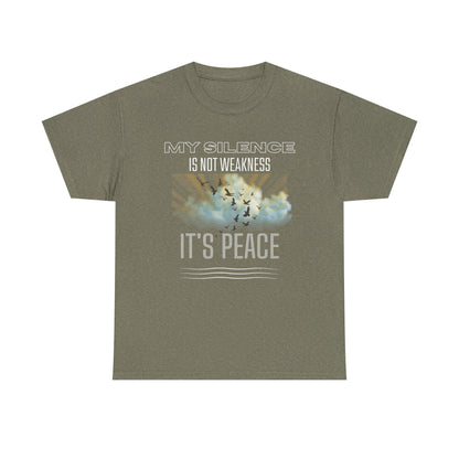 Male Heavy Cotton Tee - "My Silence is Not Weakness, It's Peace" - Inspirational Gift for Mindfulness, Self-Care, and Peace Lovers, [...]