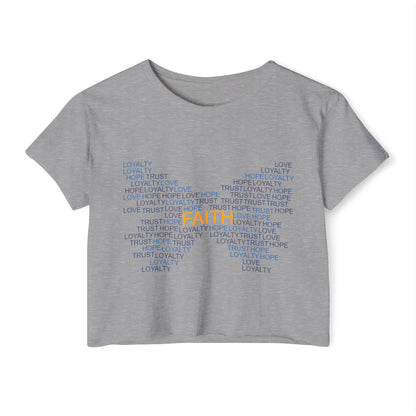 Women's Festival Crop Top with Faith Design, Boho Style Tee, Summer Festival Top, Inspirational Apparel, Gift for Her