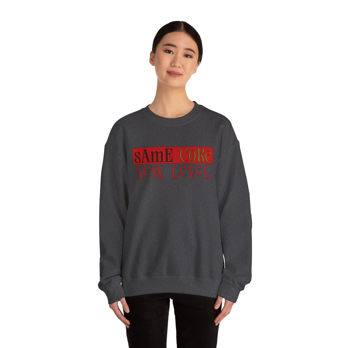 Crewneck Sweatshirt — "Same Core New Level" Graphic Pullover