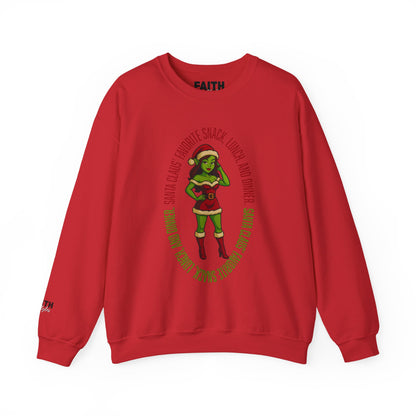 Holiday Goblin Girl Crewneck Sweatshirt — 'Favorite Snack' Christmas Sweatshirt
