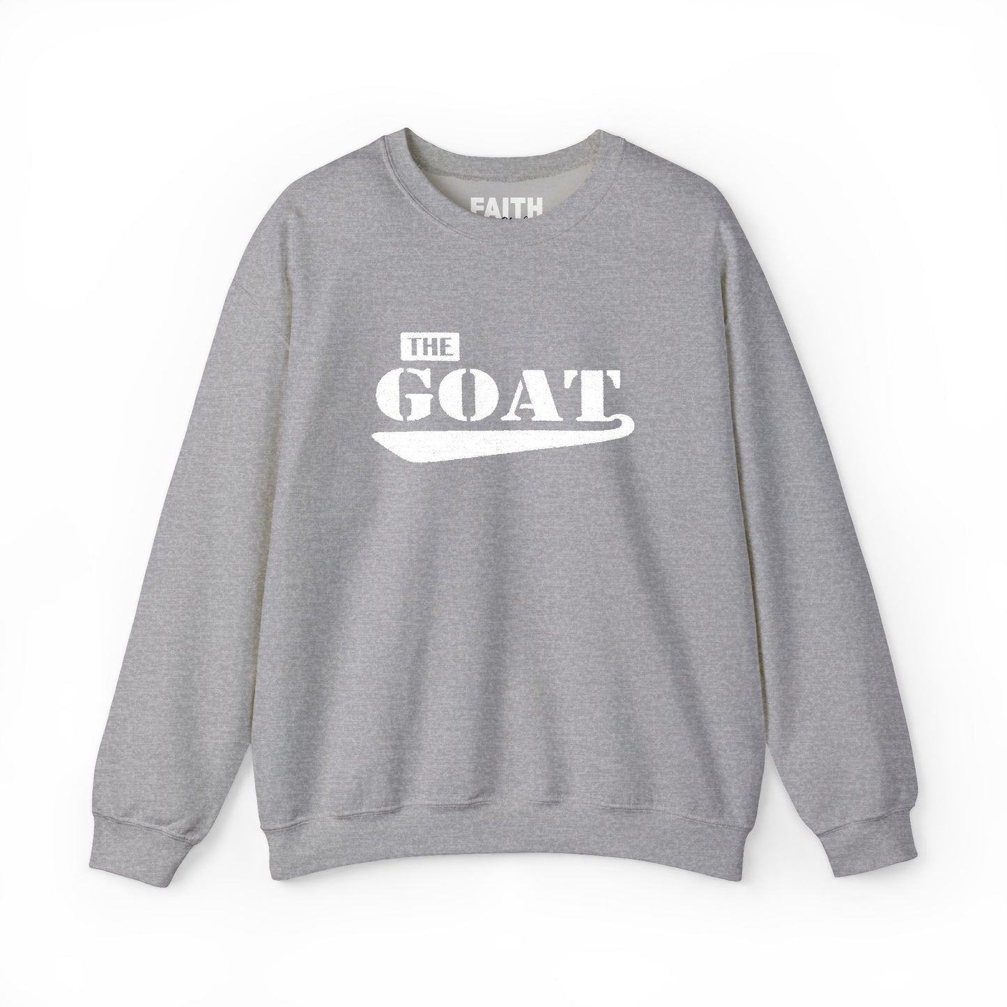 NEW FaithStyles Embroidery The GOAT Crewneck Sweatshirt – Bold White Graphic Pullover