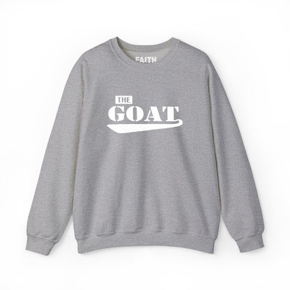 NEW FaithStyles Embroidery The GOAT Crewneck Sweatshirt – Bold White Graphic Pullover