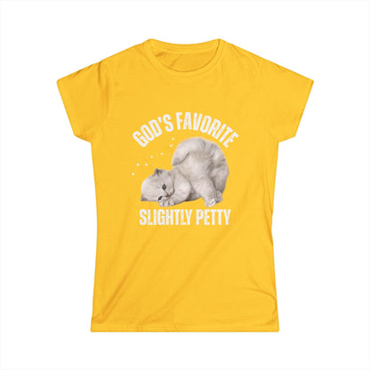 Women's Cat Lover Tee - God's Favorite, Gift for Cat Moms, Funny Petty Shirt, Cute Animal T-Shirt, Casual Everyday Wear