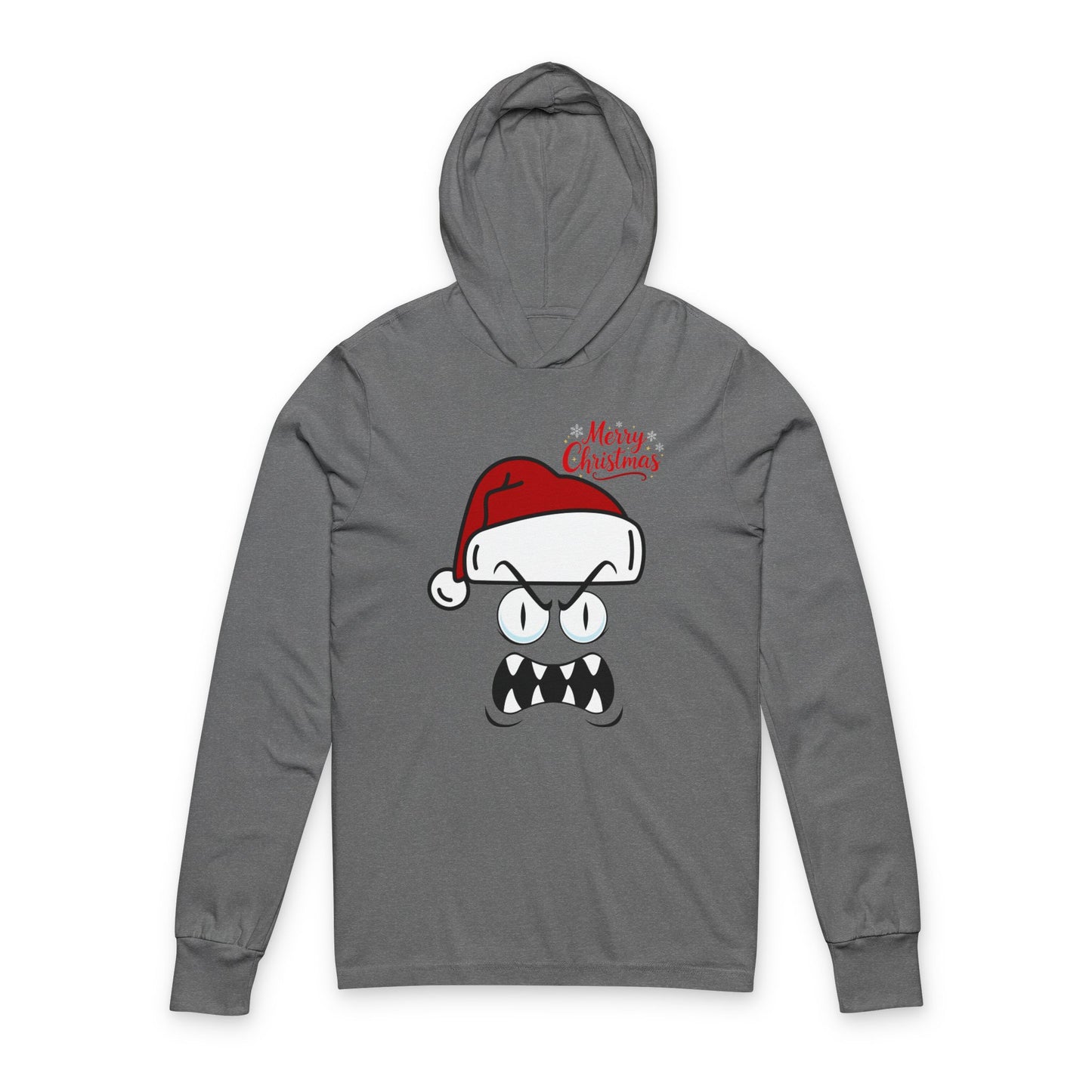 Christmas Angry Face Hoodie Tee — "Merry Christmas" Graphic Long Sleeve