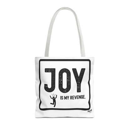 FaithStyles Joy Is My Revenge Tote Bag — Inspirational Graphic Canvas Tote