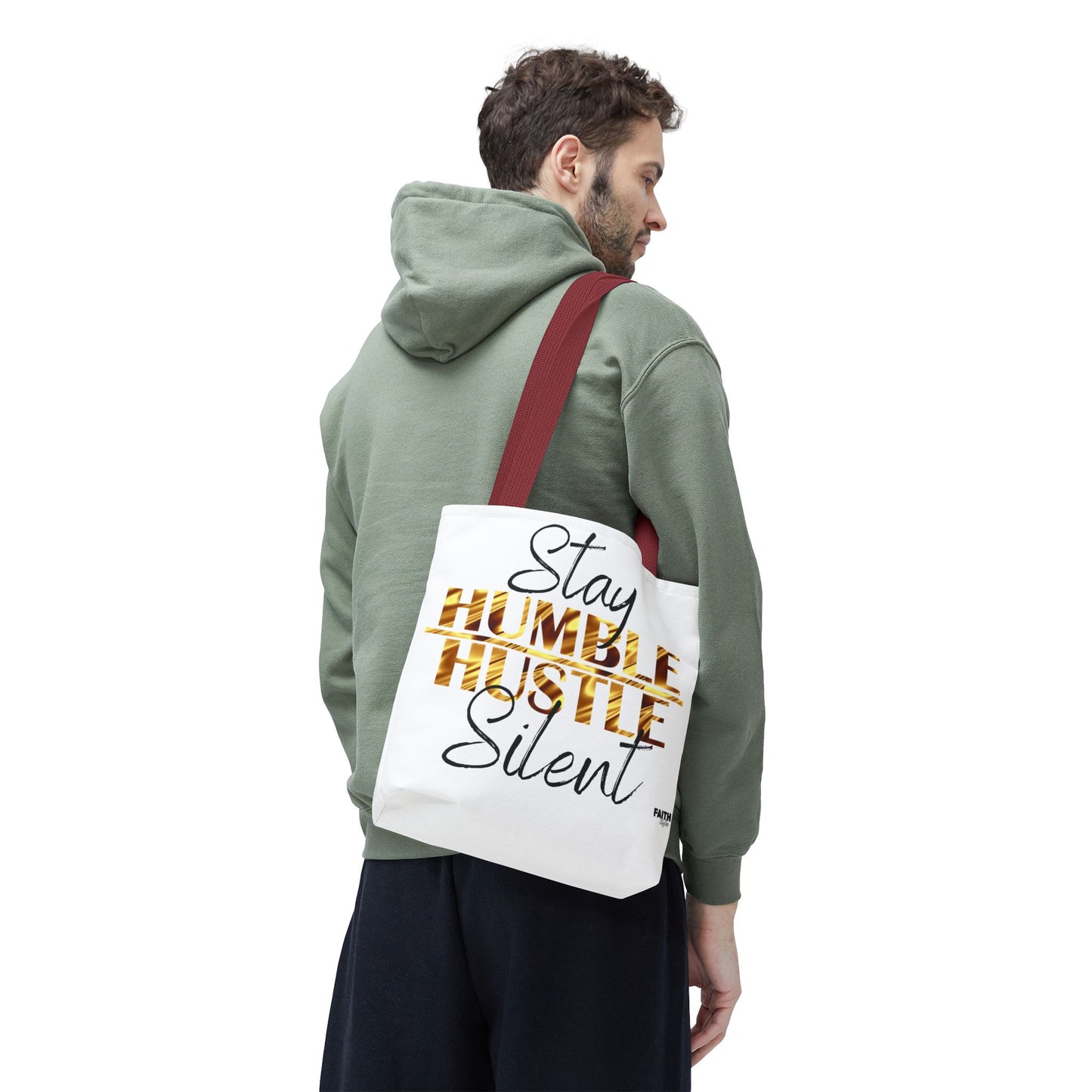 FaithStyles Stay Humble Hustle Silent Tote Bag — Motivational Leopard Print Canvas Tote