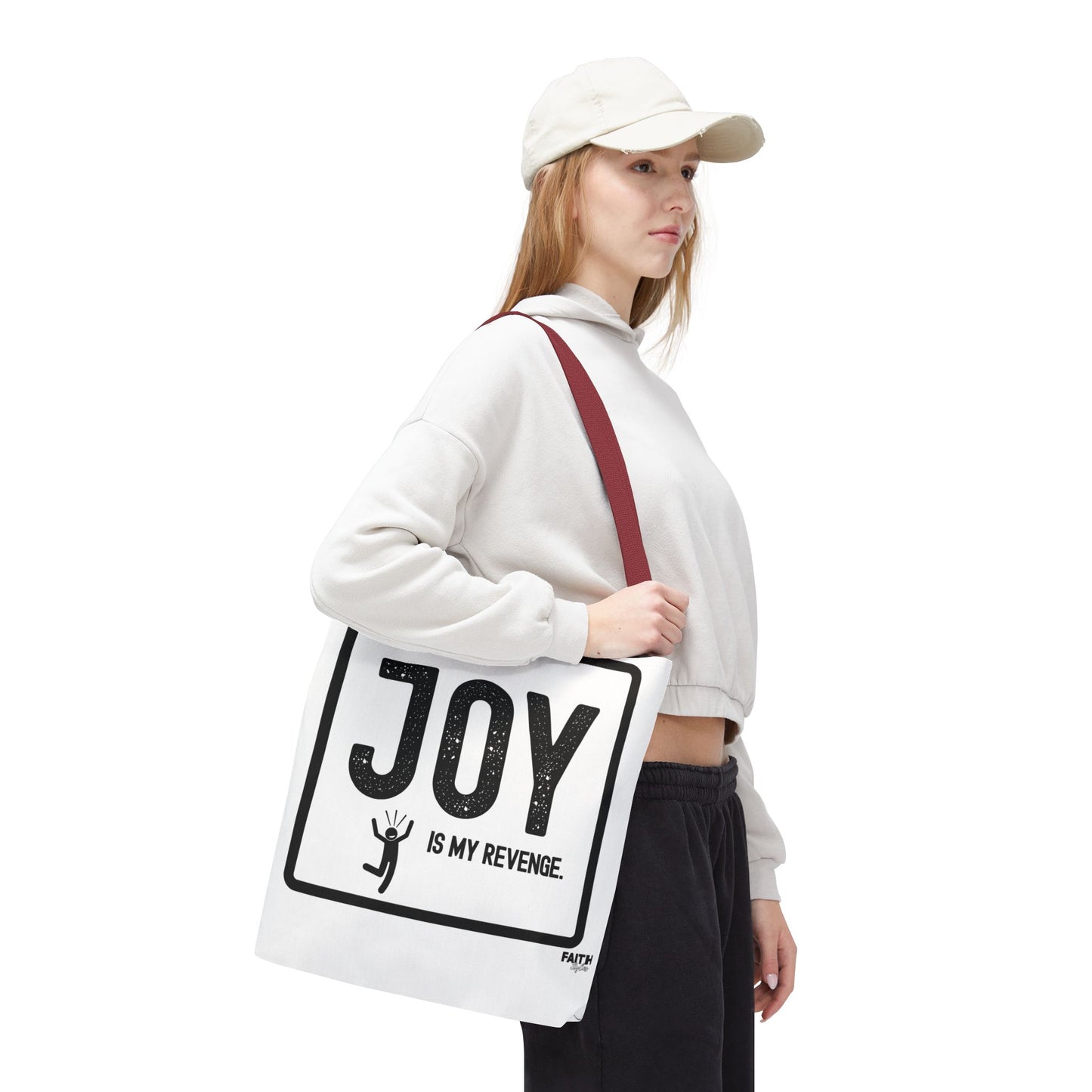 FaithStyles Joy Is My Revenge Tote Bag — Inspirational Graphic Canvas Tote