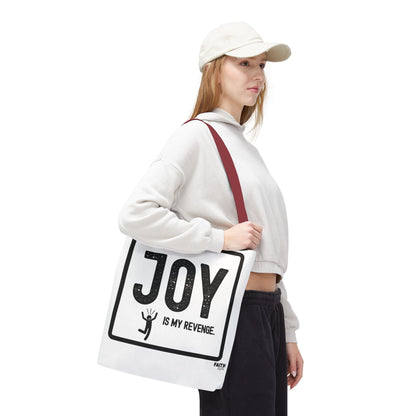 FaithStyles Joy Is My Revenge Tote Bag — Inspirational Graphic Canvas Tote