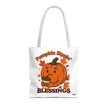 FaithStyles Autumn Pumpkin Blessings Tote Bag | Fall Bag, Cute Tote, Gift for Her, Thanksgiving, Coffee Lovers, Halloween Decor