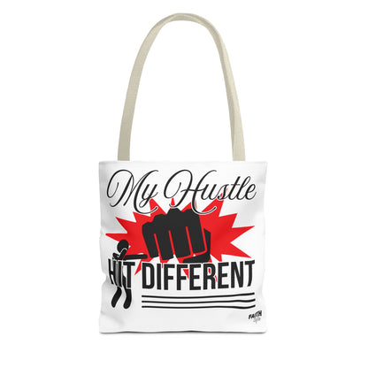 FaithStyles Motivational 'My Hustle, Hit Different' Graphic Tote Bag