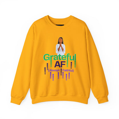 Women Grateful AF Crewneck Sweatshirt | Cozy Unisex Pullover for Thanksgiving, Gifts, and Everyday Wear