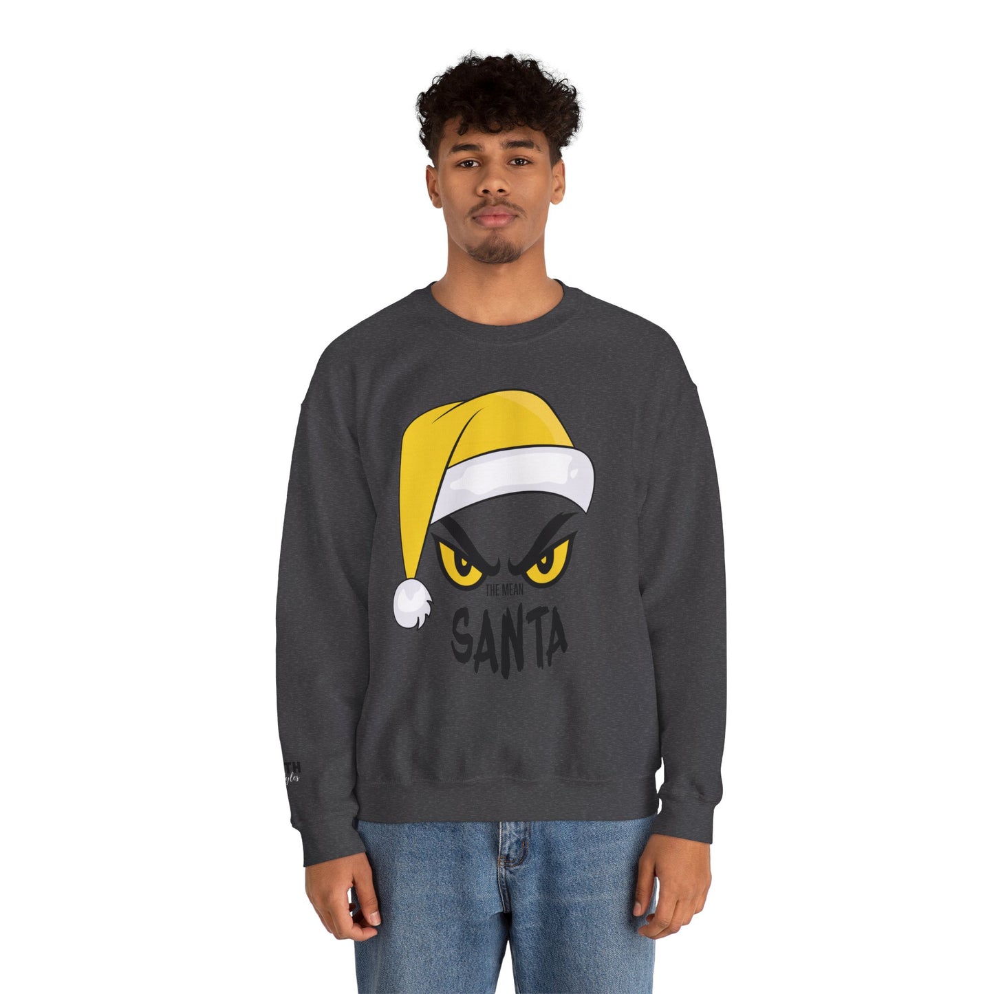 The Mean SANTA Sweatshirt -  Holiday Crewneck - Yellow