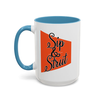 Accent Coffee Mug (11, 15oz) - Sip & Strut Design, Perfect Gift for Coffee Lovers, Home Office Decor, Unique Holiday Present, Ceramic [...]