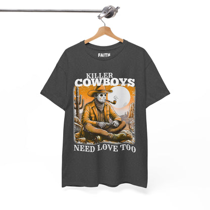 Killer Cowboys Graphic Tee, Unisex Heavy Cotton T-Shirt for Casual Wear, Cowboy Lover Gift, Western Occasion Apparel