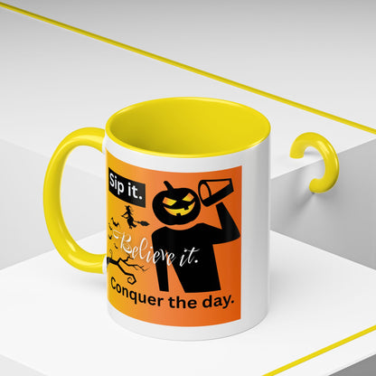 Halloween-Themed Coffee Mug, Sip It Believe It Conquer the Day, Fall Decor, Gift for Pumpkin Lovers, Autumn Kitchenware