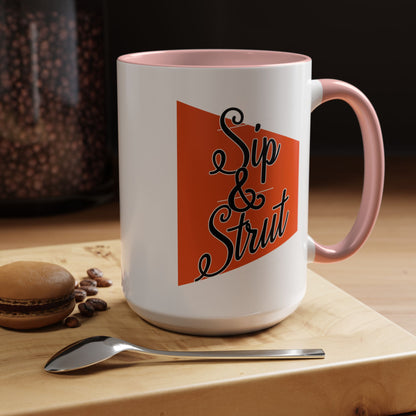 Accent Coffee Mug (11, 15oz) - Sip & Strut Design, Perfect Gift for Coffee Lovers, Home Office Decor, Unique Holiday Present, Ceramic [...]
