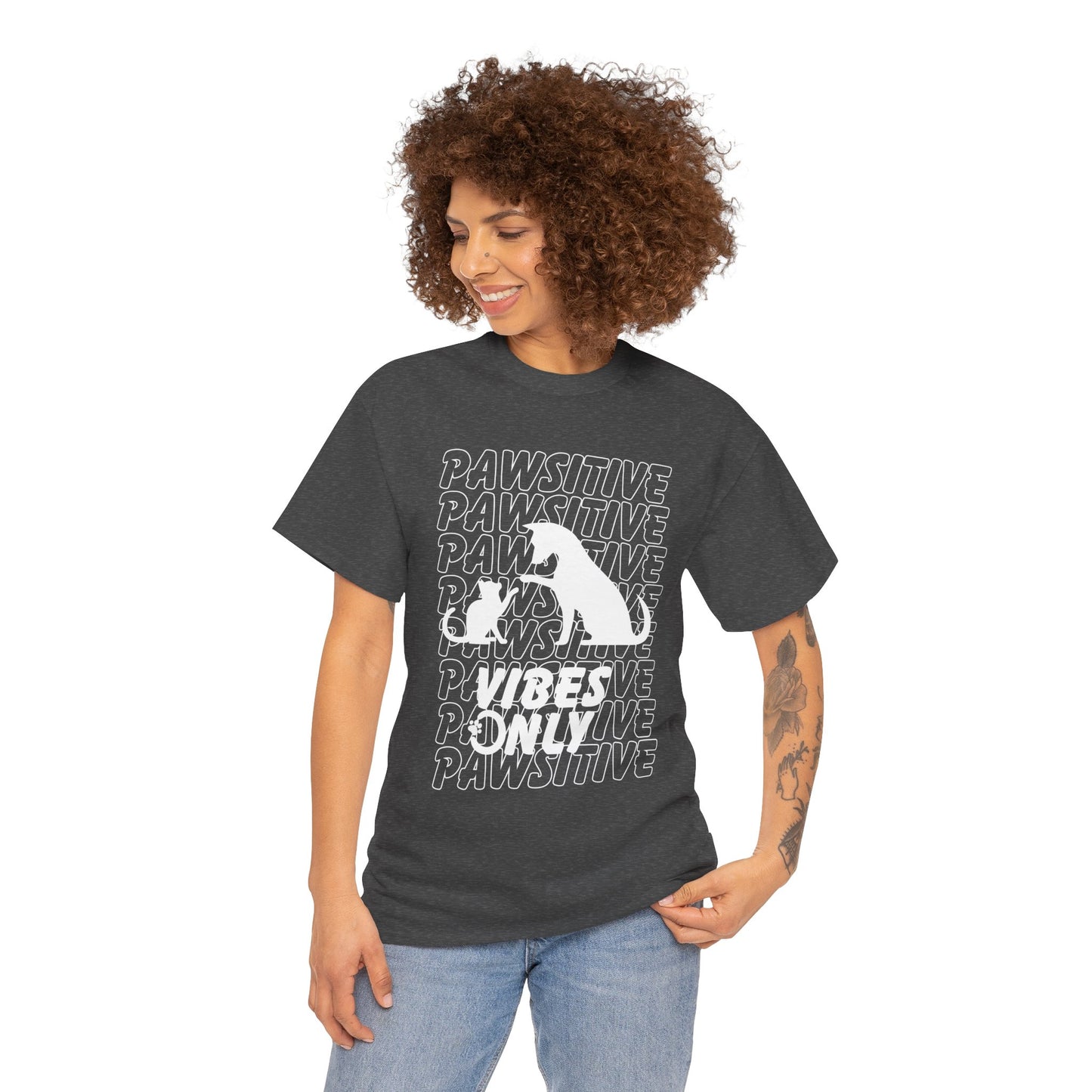 "Pawsitive Vibes Only" Unisex Heavy Cotton T-shirt