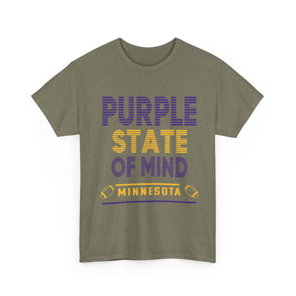 Purple State of Mind Male Cotton Tee, Comfortable Casual Wear, Gift for Minnesota Lovers, Birthday, College Apparel