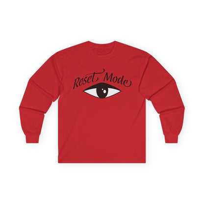 Reset Mode Long Sleeve Tee — Minimal Eye Graphic Spiritual Streetwear