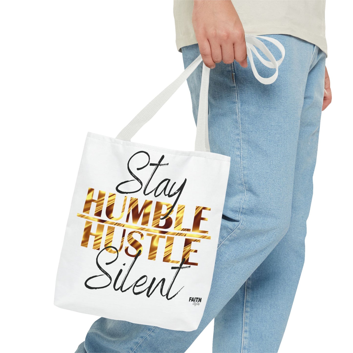FaithStyles Stay Humble Hustle Silent Tote Bag — Motivational Leopard Print Canvas Tote
