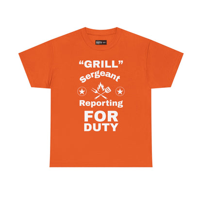 Grill Sergeant Tee - Perfect for BBQs, Father's Day Gift, Unisex Cotton T-Shirt, Outdoor Parties, Cooking Enthusiasts